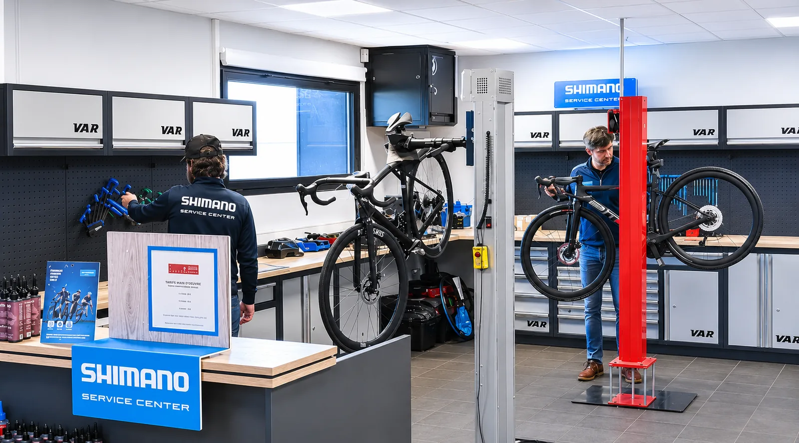 Atelier Veloland Lorient — Marc et Jack en intervention au Shimano Service Center de Caudan