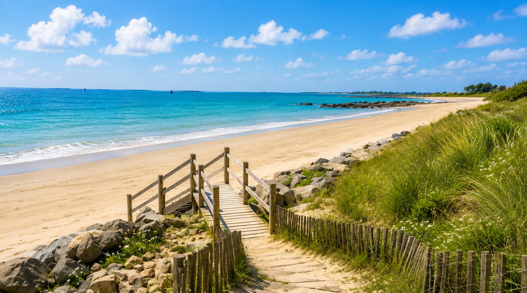 Plage et sentier littoral de Larmor-Plage, parfait pour une sortie en vélo électrique