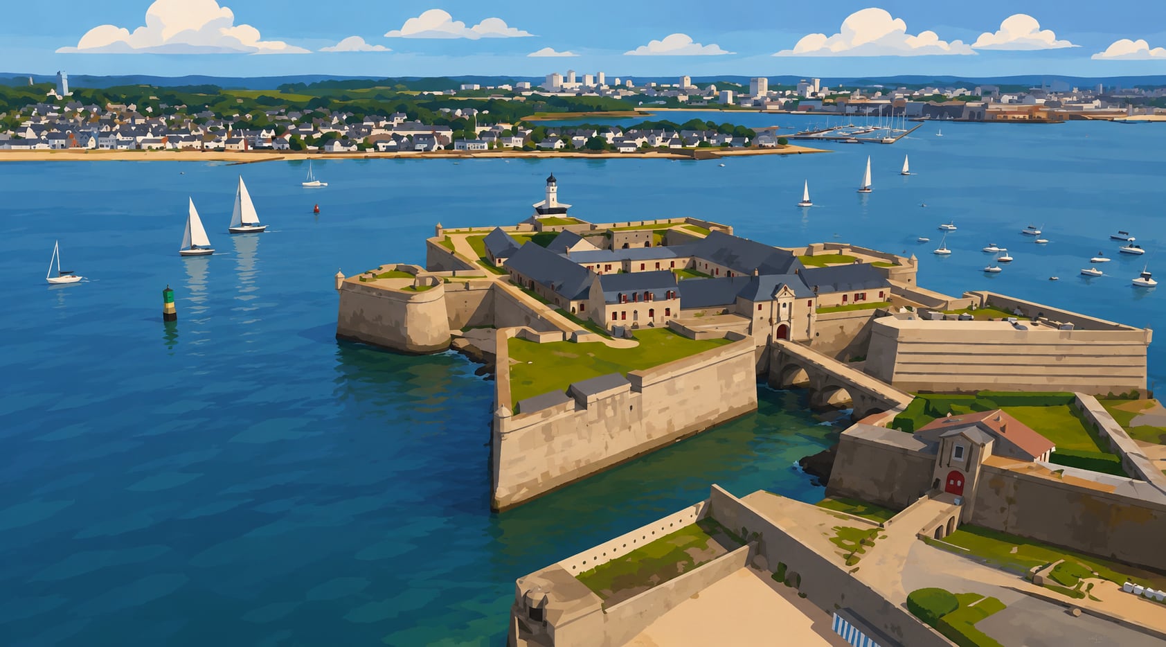 Citadelle de Port-Louis et rade de Lorient, terrain idéal pour le vélo à assistance électrique